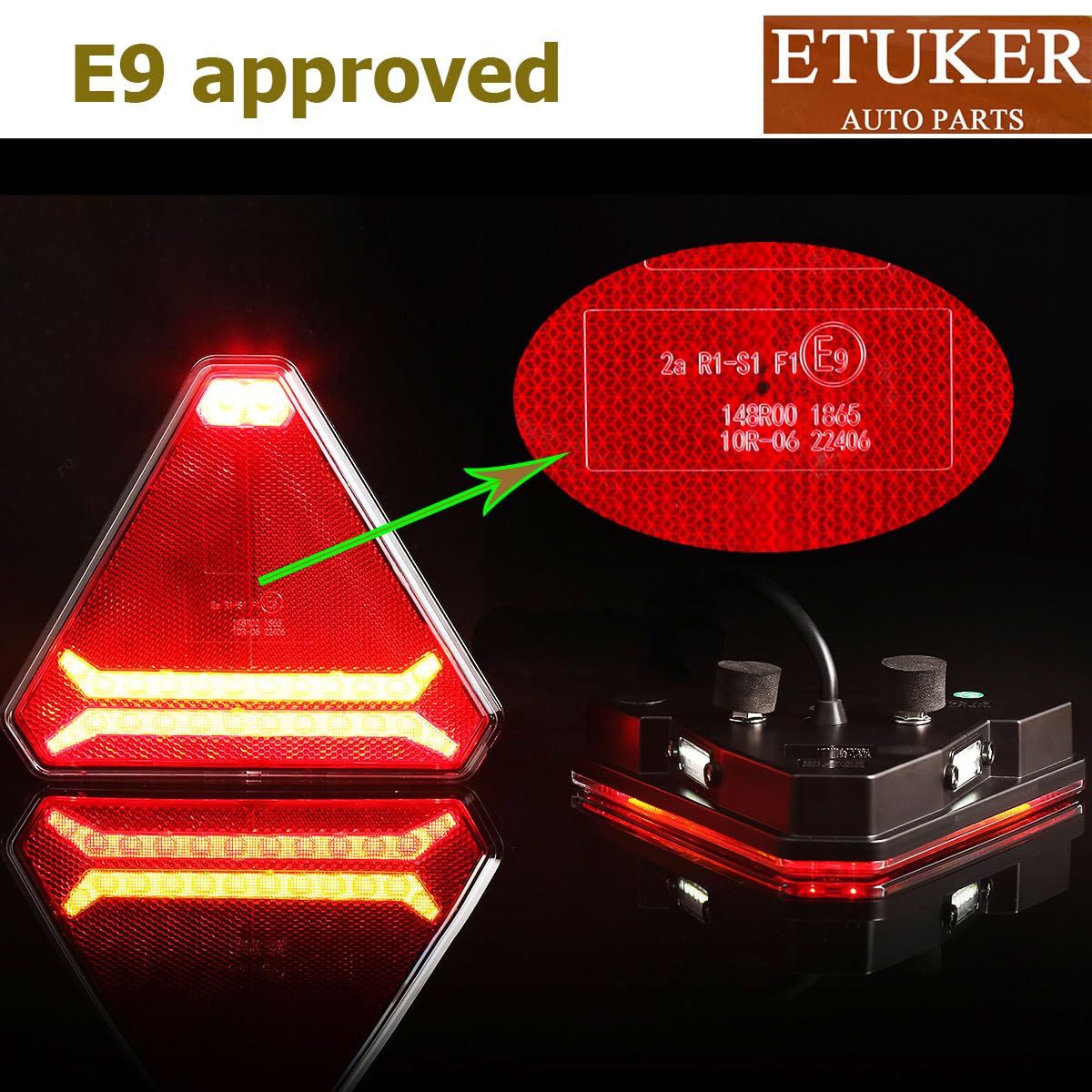 2x Anhänger Rückleuchten Led 6Funktion 12v24v Wasserdicht ECE R10 EMC LED Nebelschlussleuchten Rot für PKW Traktor Landwirtschaftliches KFZ Caravan Reflektor Rotes Dreieck