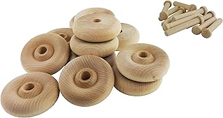 Wood Wheels - 12 Pack with Free Axle Pegs - Made in USA (2" Diameter)