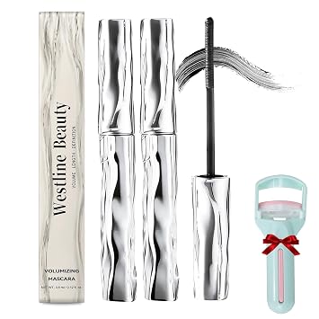 Westline Beauty Waterproof Curling & Lengthening Mascara, Small Steel Tube Mascara, 3D Curling Eyelash Iron Mascara, Thick, Long, Curled, Natural, Non-Smudged