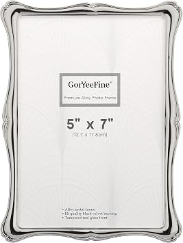 Silver 5x7'' Premium Alloy Picture Frame,Luxury High-End Decor 7x5'' Photo Frames with Real Glass and Velvet Backing,for Tabletop or Wall Hanging