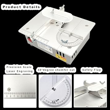 Mini Table Saw S6,Multi-Functional Table Saw,mini table saw for crafts,Seven Speed Adjustable Power Supply,Cutter Speed & Angle Adjustablefor Wood Plastic Acrylic Cutting