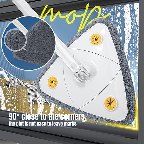 Miniatura 3 de Trapeador de limpieza ajustable giratorio de 360, trapeador de limpieza de pared, trapeador triangular extensible con mango largo, trapeador