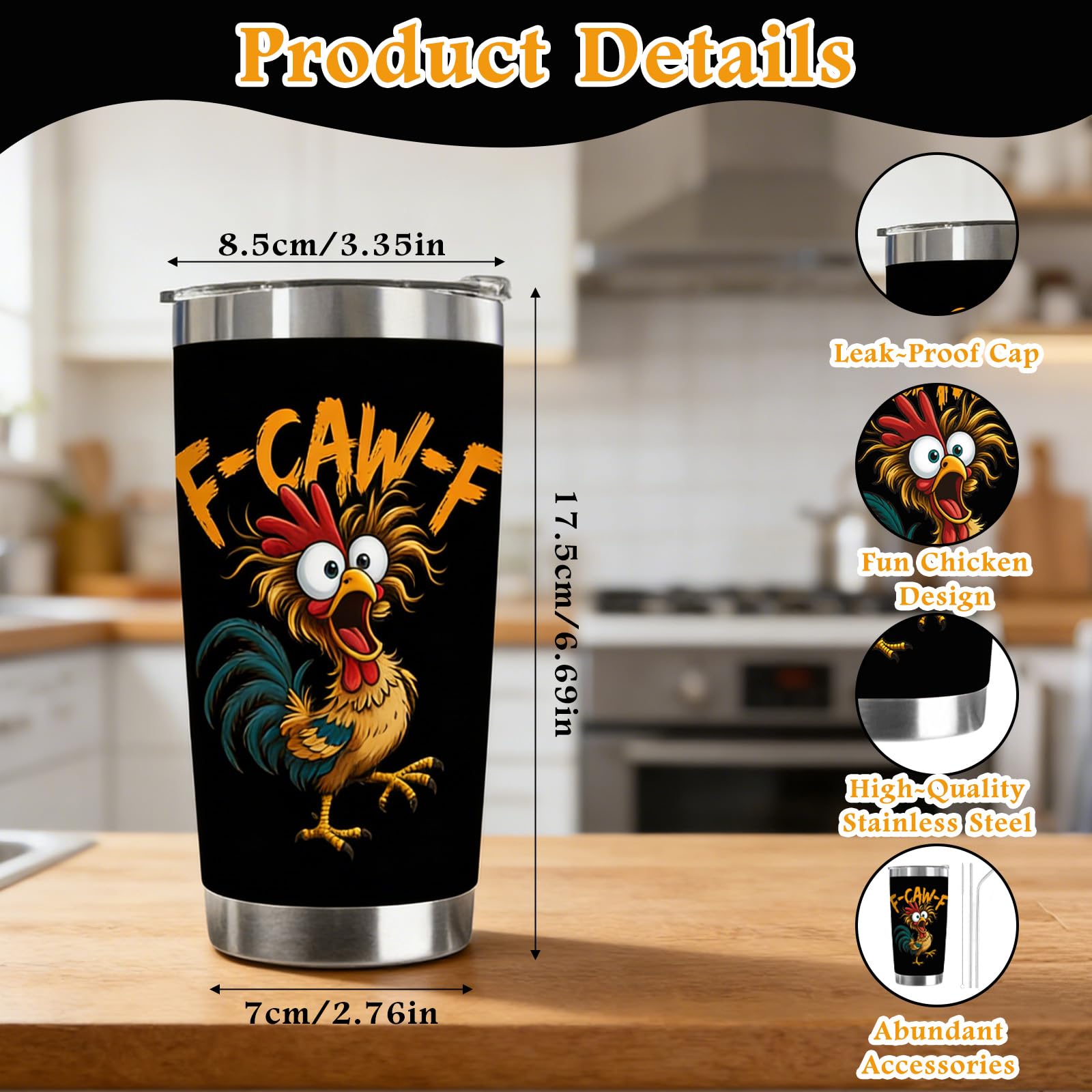 F-Caw-F Funny Chicken Insulated Coffee Cup - Image 2