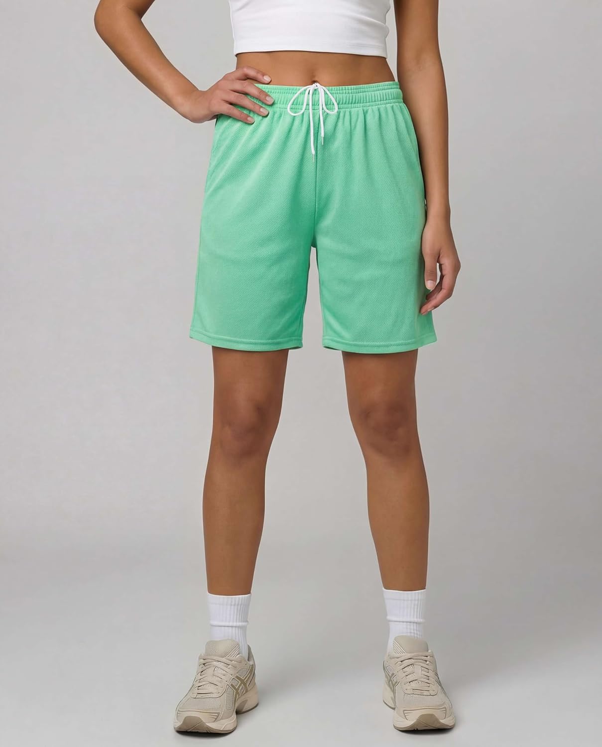 Real Essentials 4 Pack: Women's 7" Mesh Bermuda Athletic Shorts - Quick Dry Workout Running Pockets (Available in Plus Size)