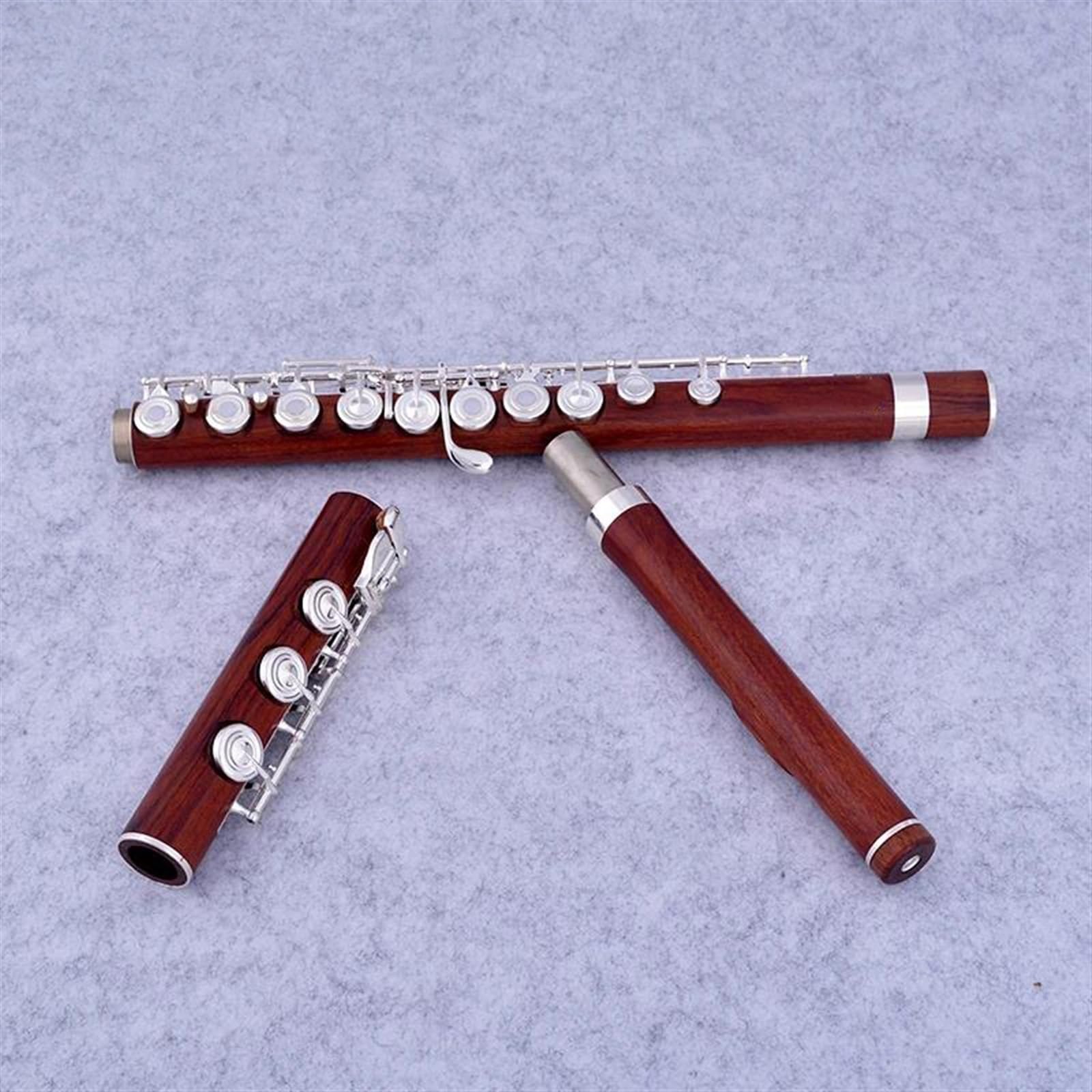 Professionelle Querflöte Professionelle Flöte Redwood-Flöte 17 Offene Löcher Versilberte E-Tonart Palisander-Flöte