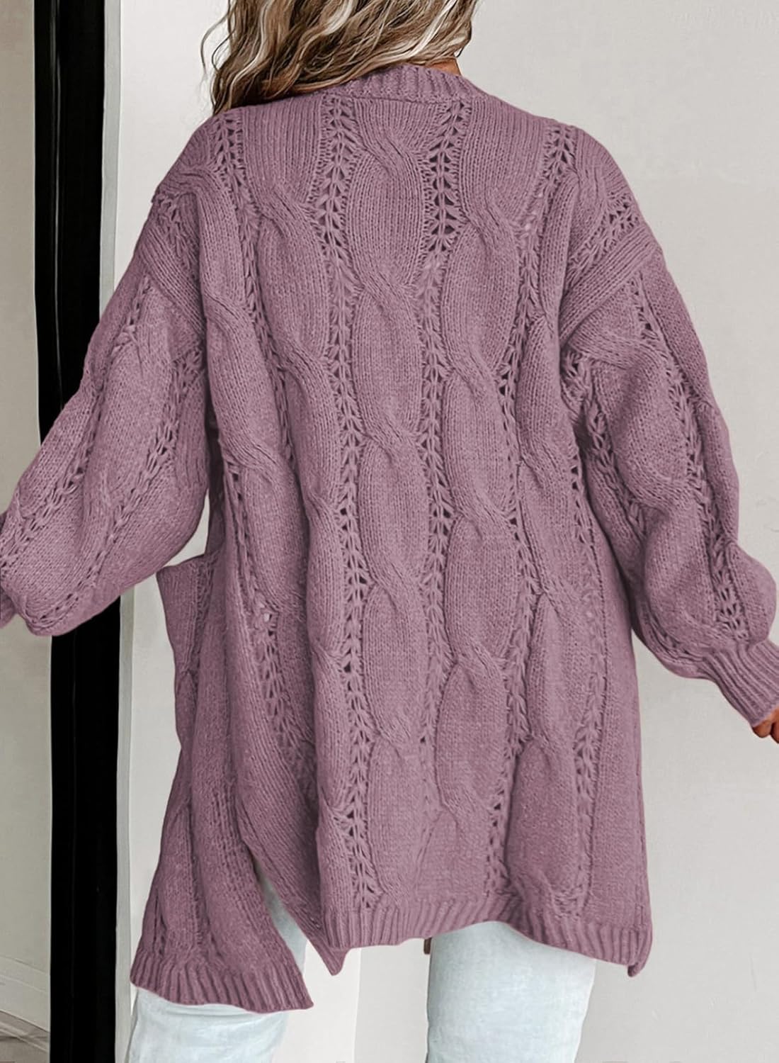 Eytino Plus Size Cardigans for Women Open Front Long Sleeves Lightweight Fall Sweaters with Pockets(1X-5X) - Image 2