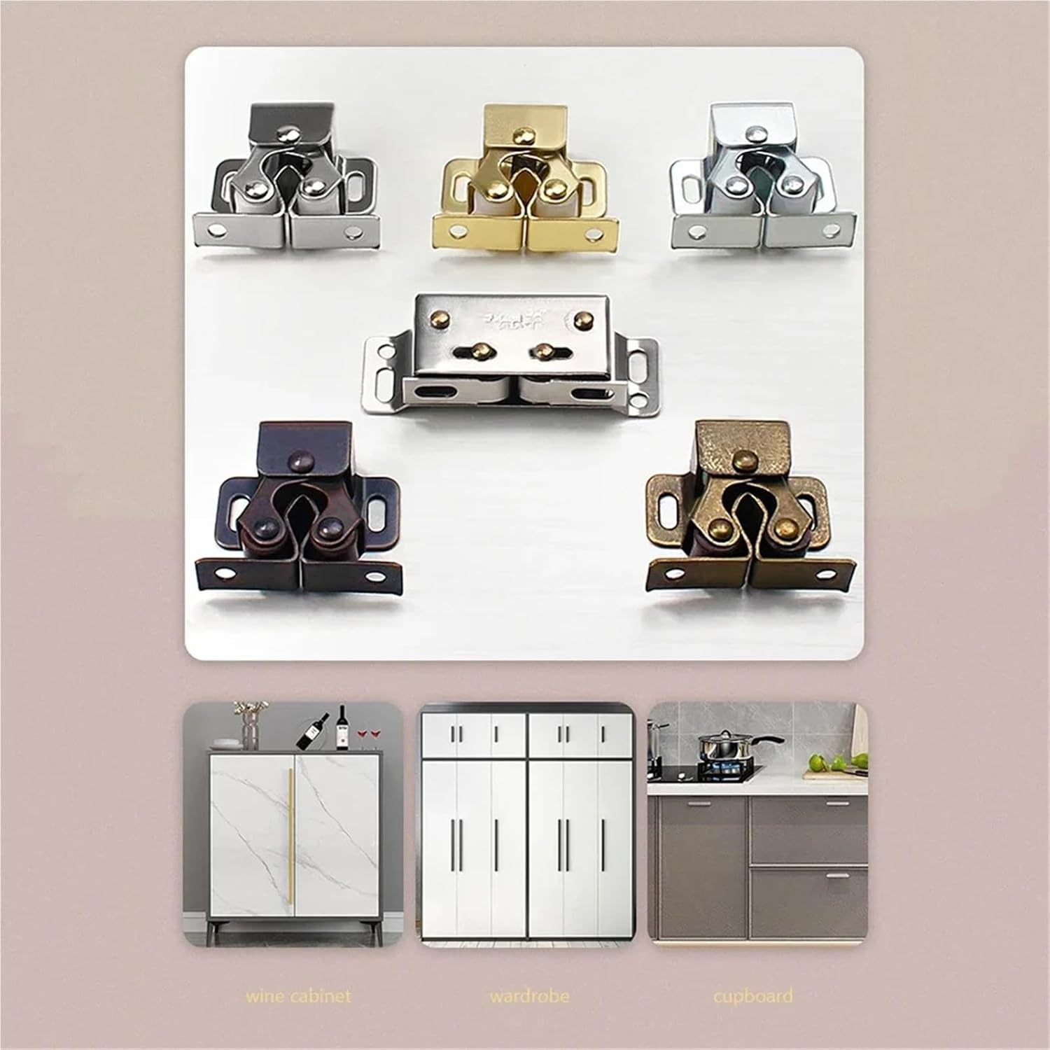 8-1PCS Magnet Cabinet Catches for Wardrobe Door Stop Closer Stoppers Damper Buffer Hardware Furniture Fittings Accessories(Bronze 1PC)