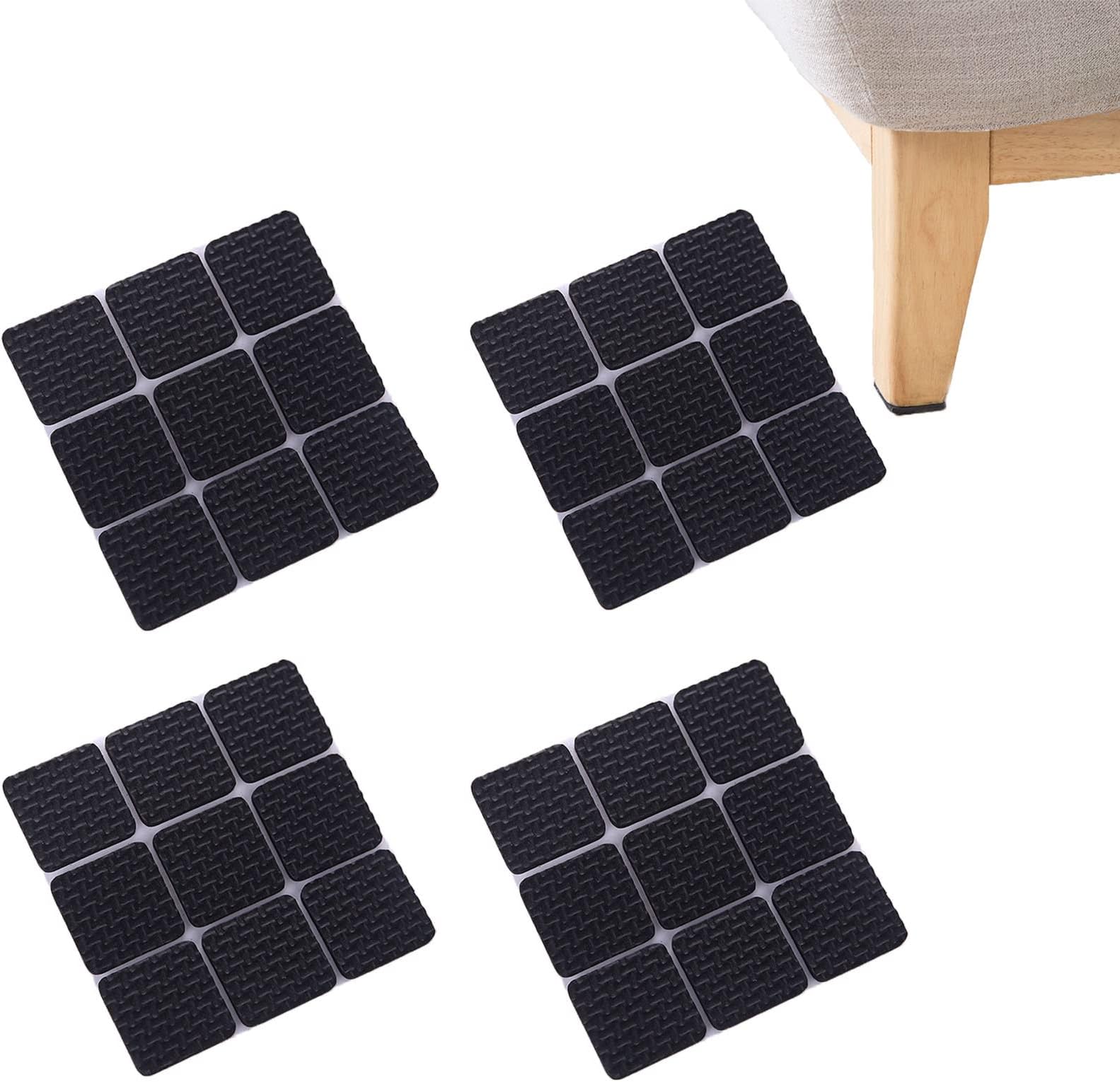 36 PCS Non Slip Furniture Silicone Pads Floor Protector Square Rubber Adhesive Sofa Feet Protector Furniture Pads for Wooden Floors Chair Table Door