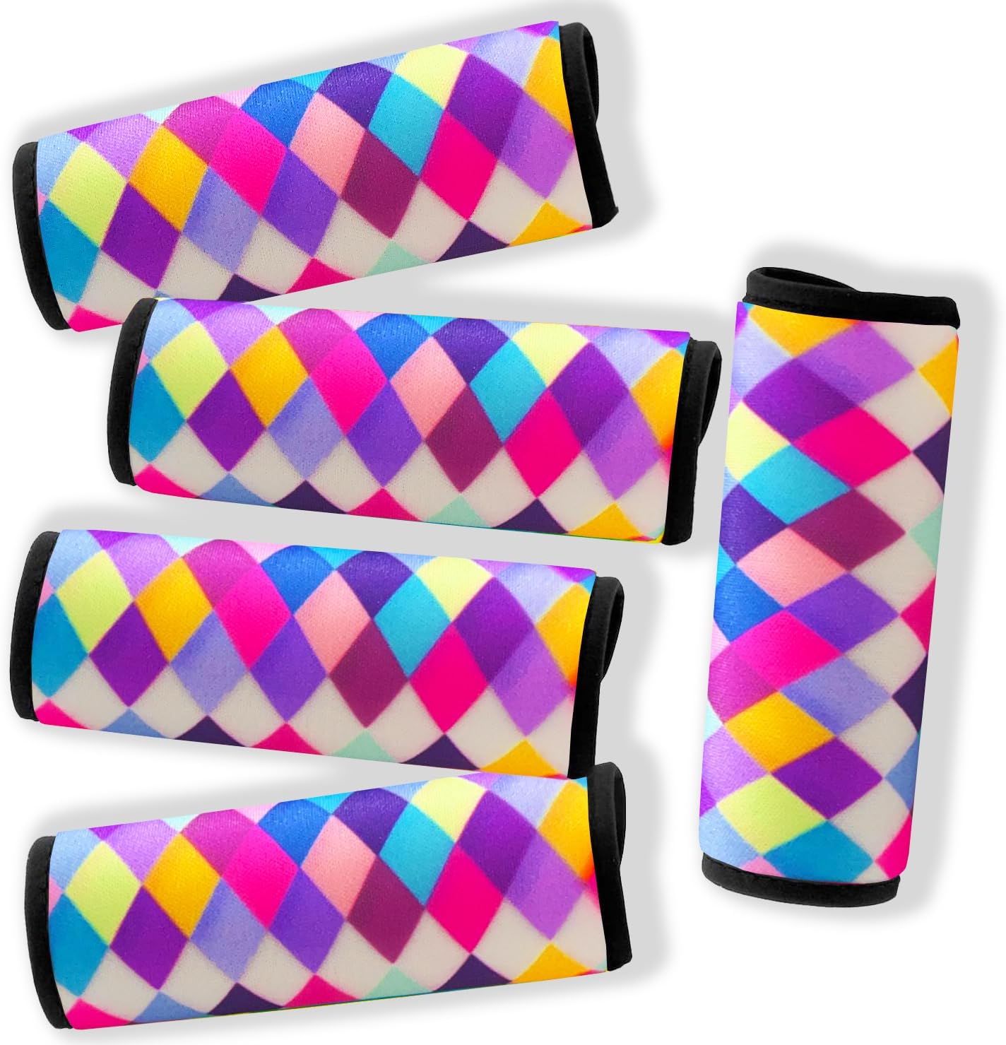 Suitcase Tags Identifiers-Luggage Handle Wrap Travel Luggage identifiers For Suitcases Unique Travel essentials for Airplane/Flying/Luggage (Colorful Check)