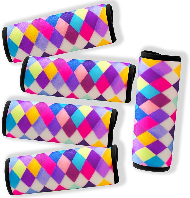 Suitcase Tags Identifiers-Luggage Handle Wrap Travel Luggage identifiers For Suitcases Unique Travel essentials for Airplane/Flying/Luggage (Colorful Check)