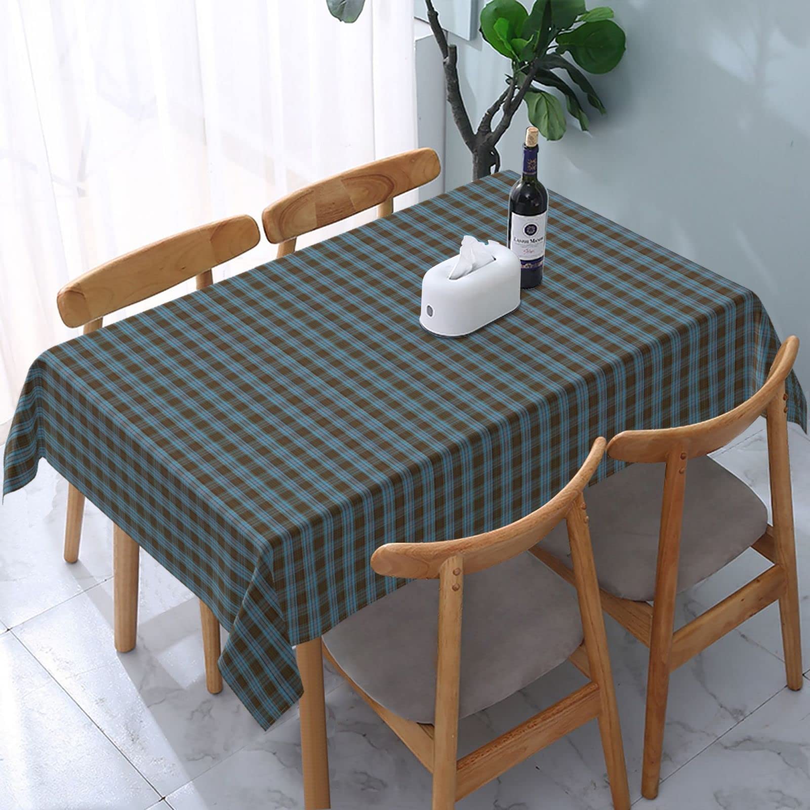 Fwjzdsp Plaid Clan Anderson Tartan Tablecloth Rectangle Polyester Fabric Table Cloth, Water Resistant & Wrinkle Free Table Cover For Kitchen And Dining Room Tabletop 54"X72" (4-6 Seats)