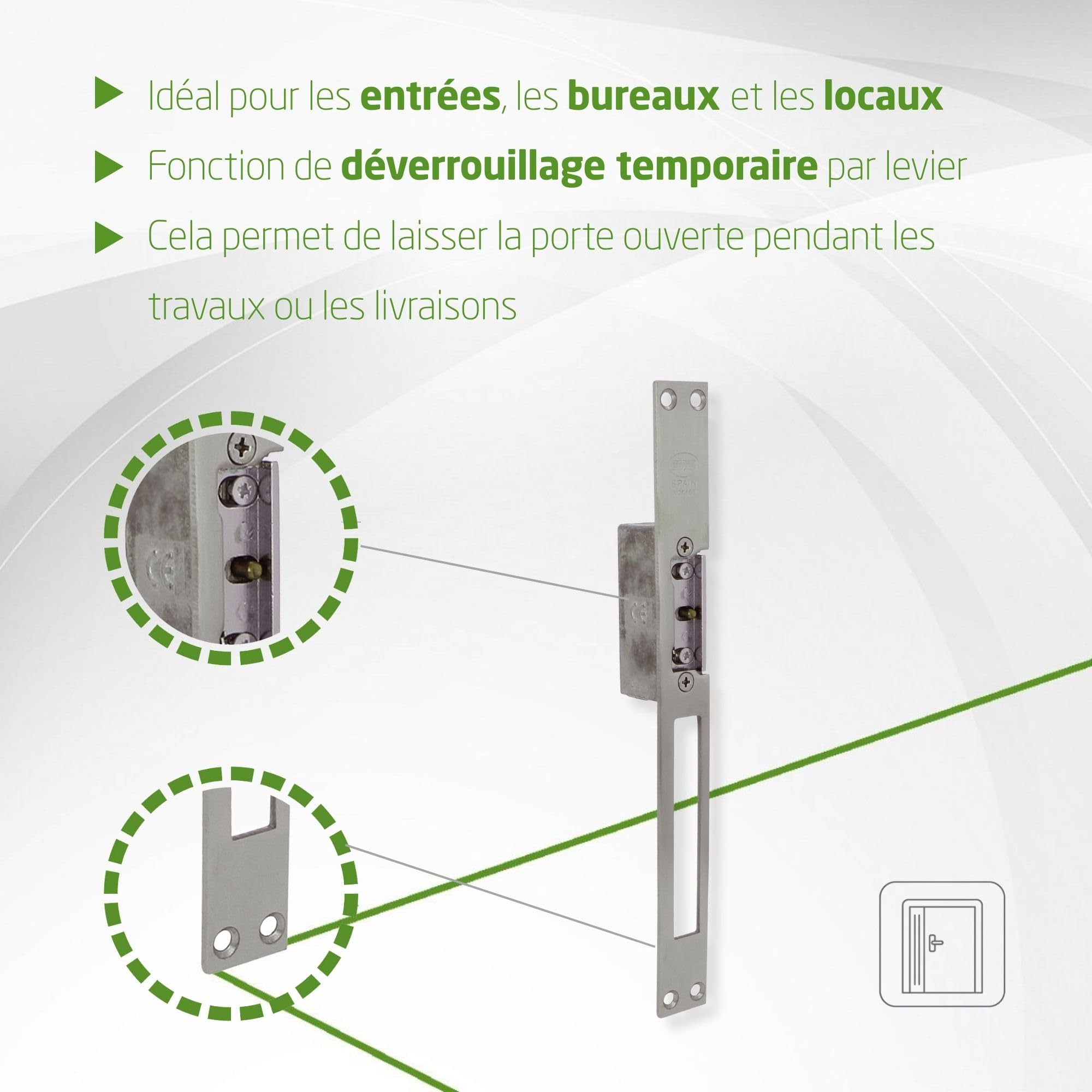 Amig - Ouvre-porte électrique à mémoire - Gâche électrique avec fonction de déverrouillage automatique - Installation simple et sécurité renforcée - 8-12 V AC - Acier - Finition galvanisée