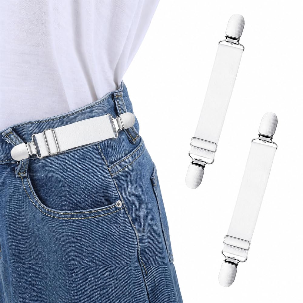 Obtheleg 2pcs Pant Waist Tightener, Adjustable Hip Elastic Belt Band Cinch Clip, No Sew Removable Belt Loops For Men Women Kids For Jeans Pants Shirt Dress Boot - 2.5 * 20cm-picture-20