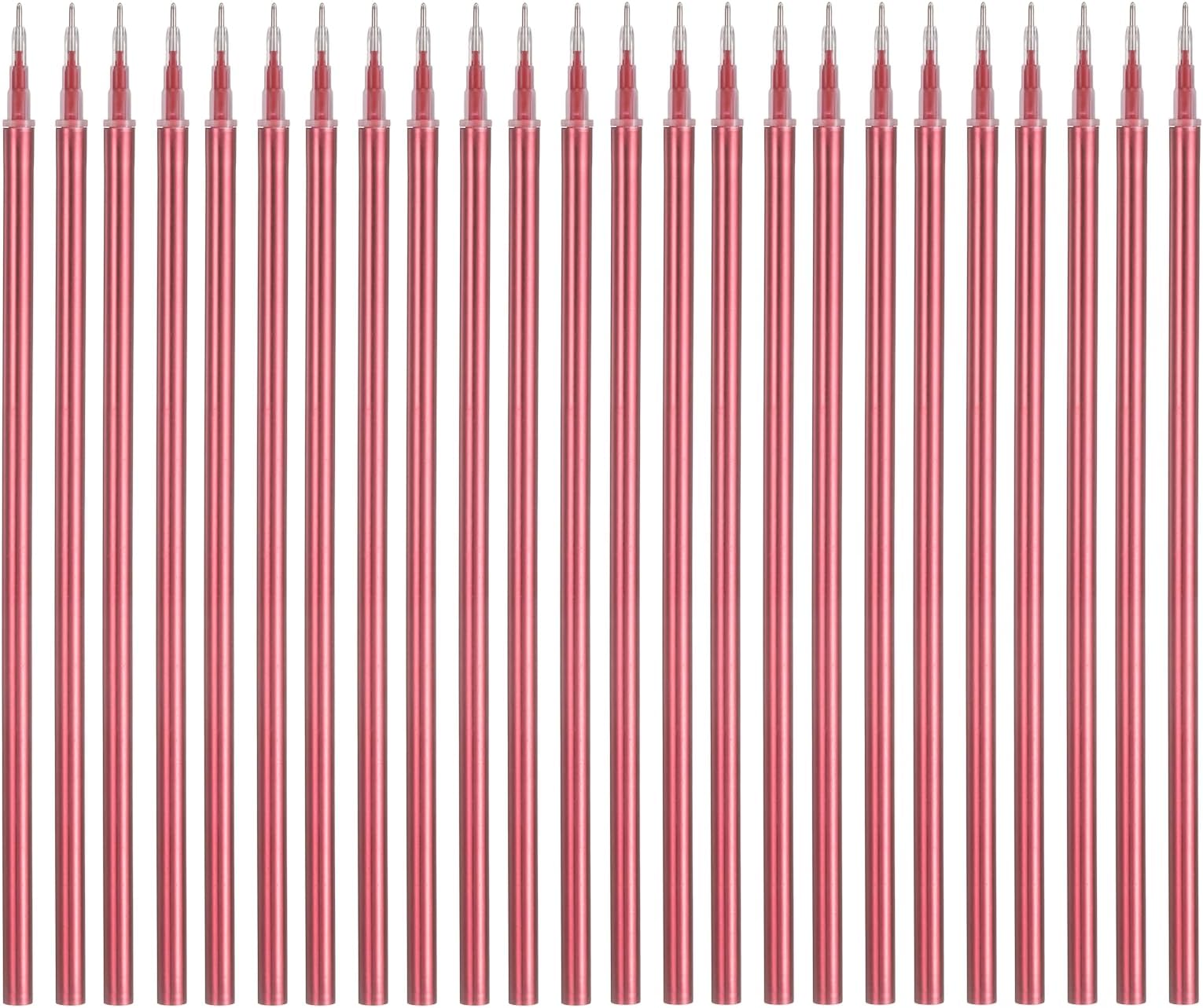 24Pack 0.5mm Gel Pen Refills for Coloring, Medium Point Gel Ink Pens Refills for Coloring Book Drawing Art Supplies Scrapbook Journaling, Pink