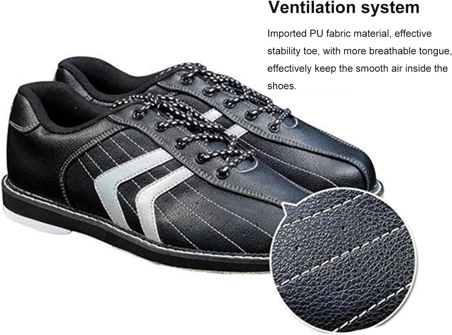 DHAEY Men's Woman's Bowling Shoes Unisex Performance Bowling Shoes Lightweight Breathable Bowling Sneakers for Right Handed Bowlers (Color : Black, Size : 12.5 Women/11 Men)
