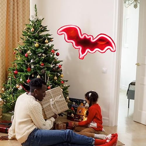 Miniatura 3 de Letreros de neón de murciélago para dormitorio, mesita de noche, decoración de pared, decoración de Halloween, luces LED de noche, adornos de mesa