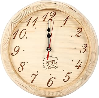 9.1 x 2.4in Wooden Wall Clock,Sauna Clock High Temperature Resistant,Digital Bathroom Shower Wall Clock for Sauna Room Home Bathroom Office Use