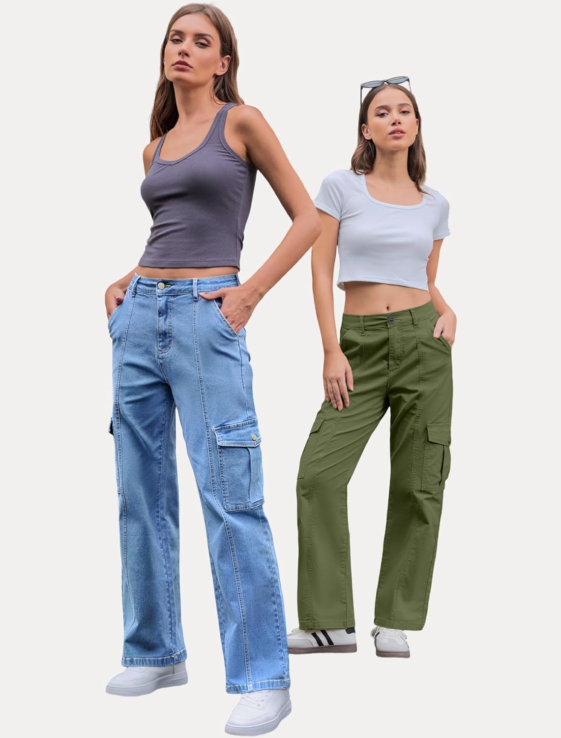 IWD Womens Cargo Pants High Waisted Straight Leg Trousers with 6 Pockets Casual Baggy Pants Trendy Clothes 2026 - Image 6