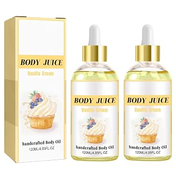 Body Oil Vanilla - Vanilla Scented Juice Oil After Shower for Women, 2PC