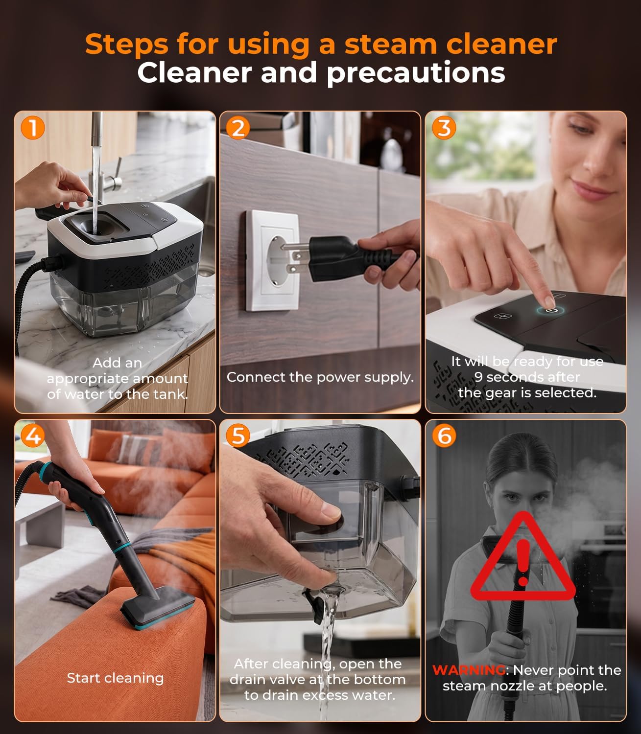 10 Gen Steam Cleaner【300% Cleaning Force-Industry Top. 1】Handheld Steam Cleaner【6X Safety Protection-German PTC Technology】1.8L Large Tank, Steam Cleaner for Home, Kitchen, Bathroom & Car