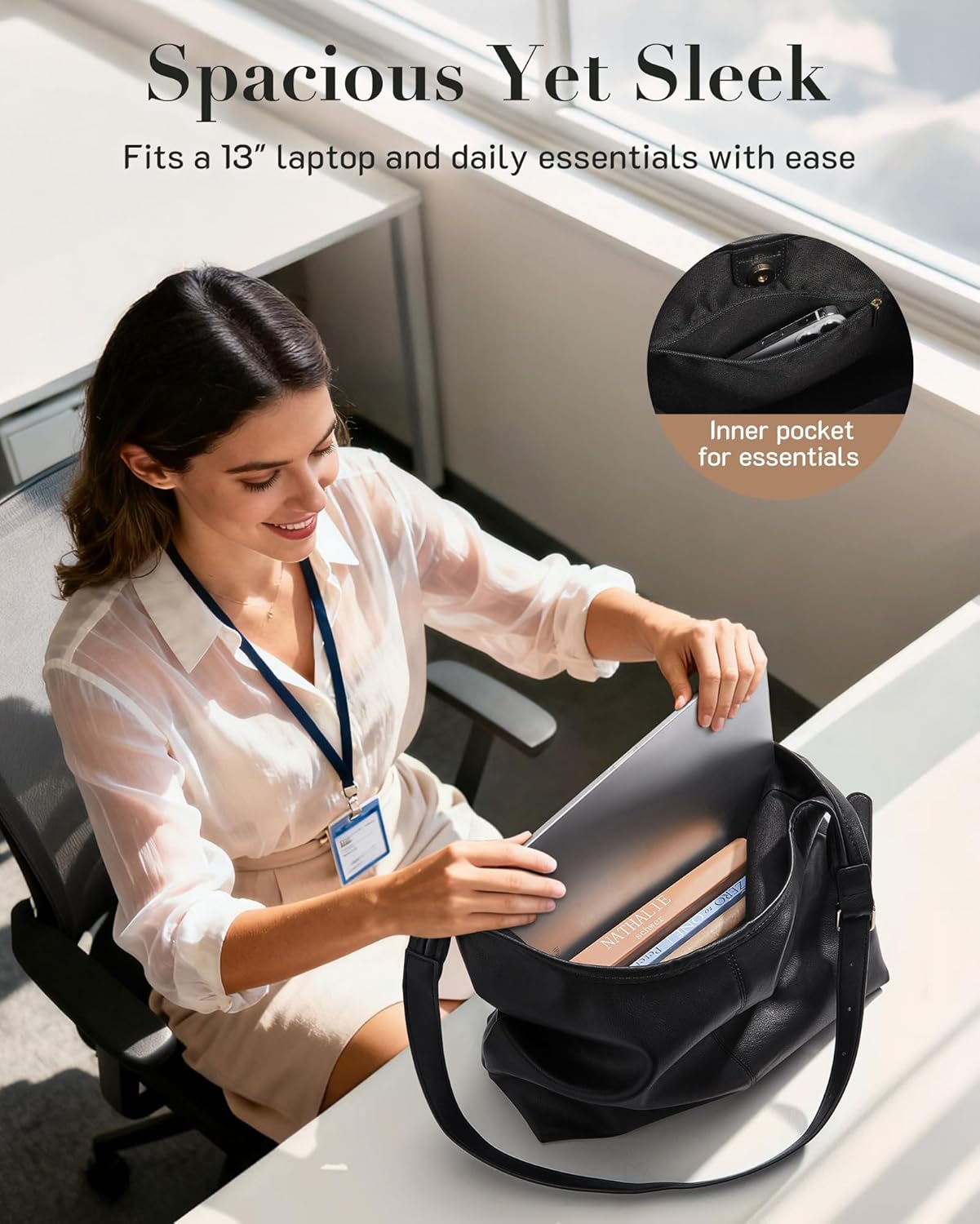 Missnine Hobo Bags Purses for Women, Soft Shoulder Bag Vegan Leather Tote Crossbody Purse Ladies Slouchy Handbag with Pouch - Image 3