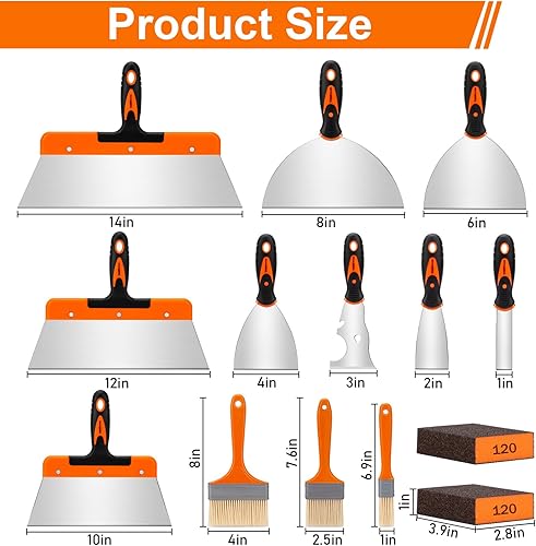 Vista 11 de THINKWORK Juego de cuchillos para paneles de yeso, 10 herramientas para paneles de yeso que incluyen juego de cuchillos de masilla de acero