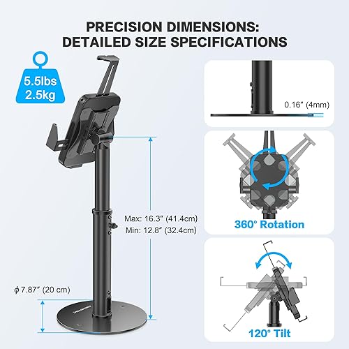 Miniatura 5 de AboveTEK POS - Soporte de quiosco para tableta, soporte universal de bloqueo para tabletas de 7.9 a 11 pulgadas, soporte de seguridad antirrobo