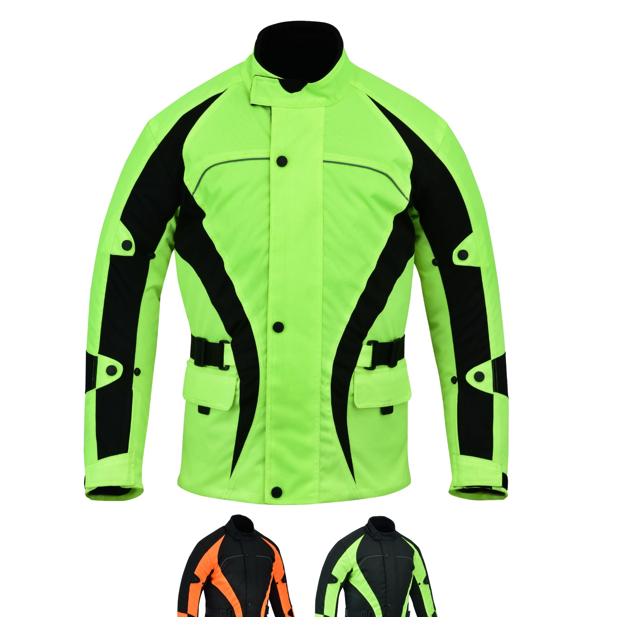 Warrior Gears Men's Yellow Motorcycle Jacket Textile Motorbike Jacket, Hi-Vis Biker Top With Ce Armors Waterproof Jackets Bulls (, 4XL)