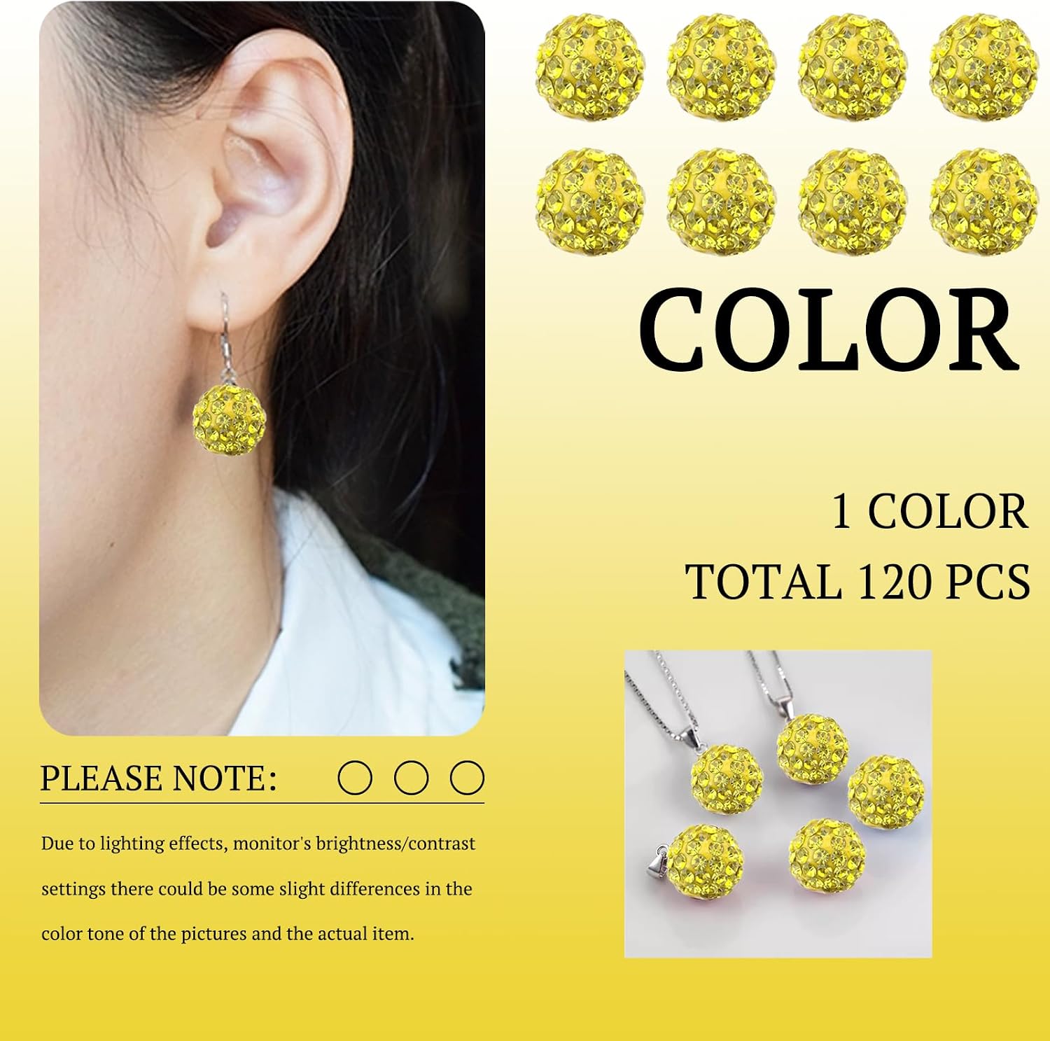 10mm Grade A Gold Rhinestone Beads for Baseball Necklace image 4