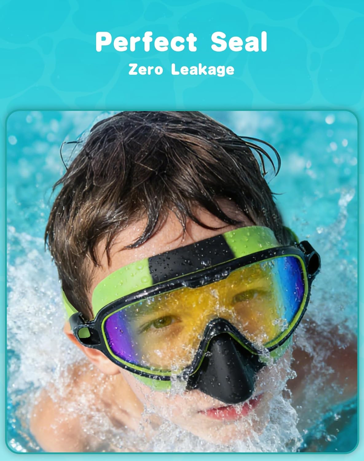 Aegend Kids Swim Goggles with Nose Cover Age 3–14, Anti-Fog UV Protection, No Leaking Comfortable Fit for Boys & Girls