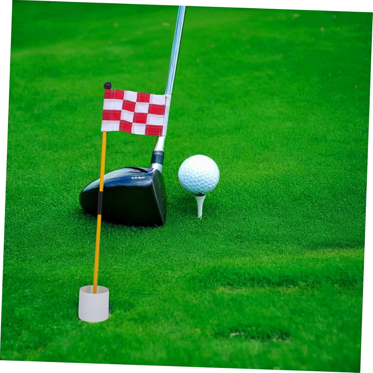 Golf Flags: High Visibility Golf Flags With Flagpole And Base - Golfing Train Equipment For Driving Range & Garden Training