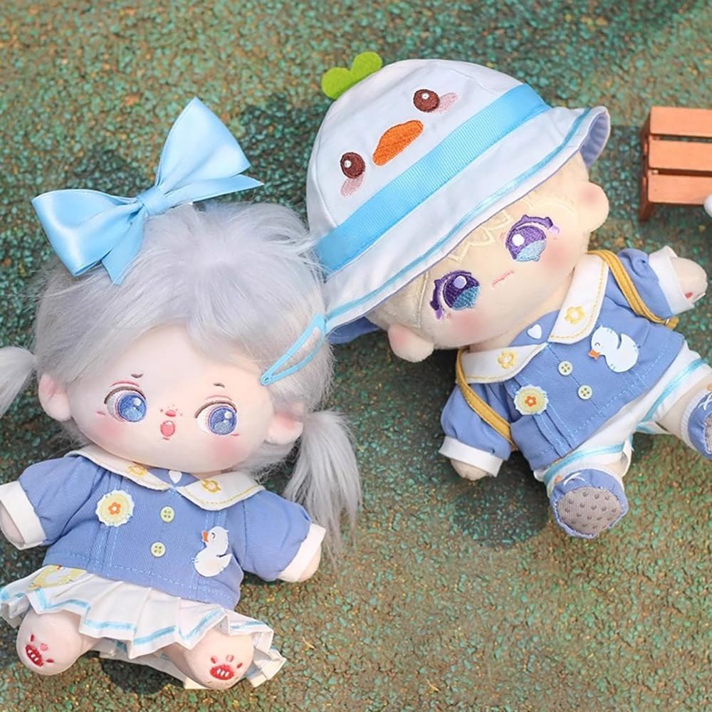 niannyyhouse Stuffed Doll School Uniform Clothes Set, 5-Piece, for 8-inch Plush Dolls, 20cm (Blue-2)