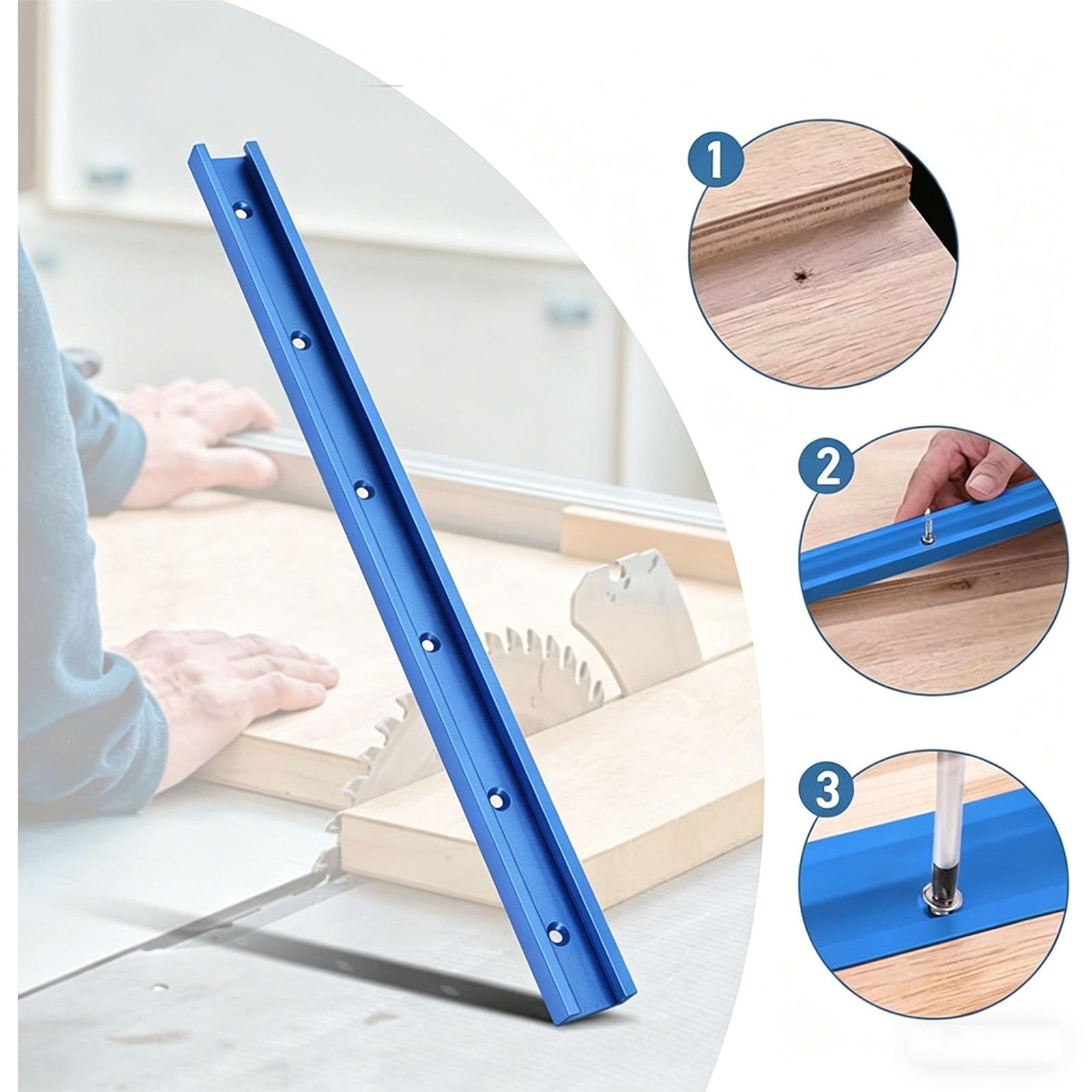 Binari di guida con scanalatura a T, binari di guida for banchi da lavoro for la lavorazione del legno con scanalatura a T in lega di alluminio, adatti for fresatrici e seghe da banco(122cm(48.1inch))