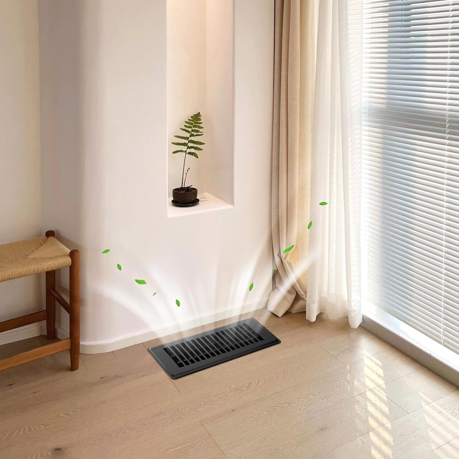 4x10 Floor Register, Plastic Floor Vent Covers Black 8 Pack, for Home Floor Sidewall Office or Ceiling Vent, Vent Covers for Home Floor, Black