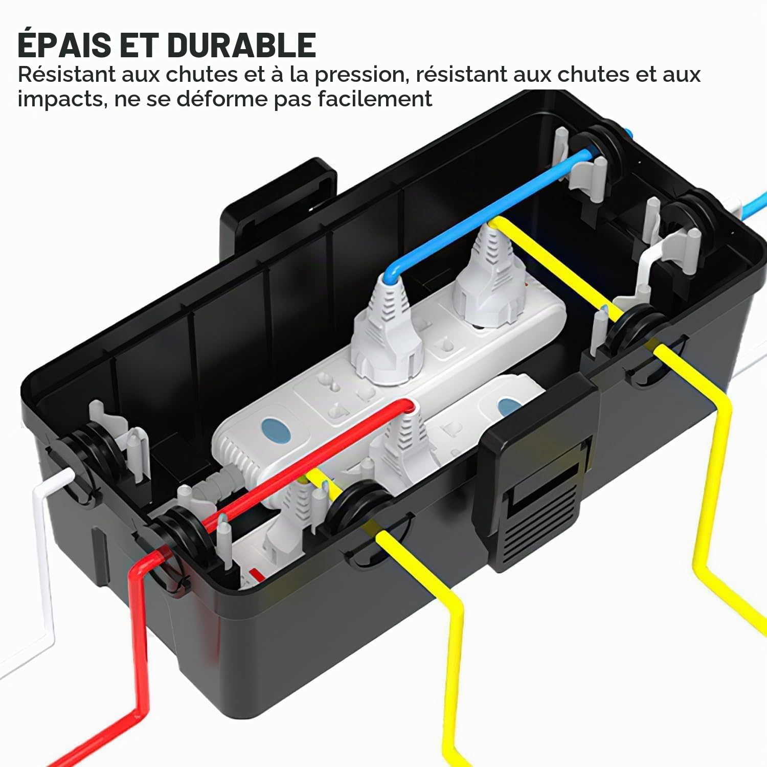 Protege Prise Multiprise Extérieur Étanche IP64, Boîte de Dérivation Étanche, Coffret Électrique de Protection pour Câbles d'Extension et Boîtiers de Prises, Usage Extérieur