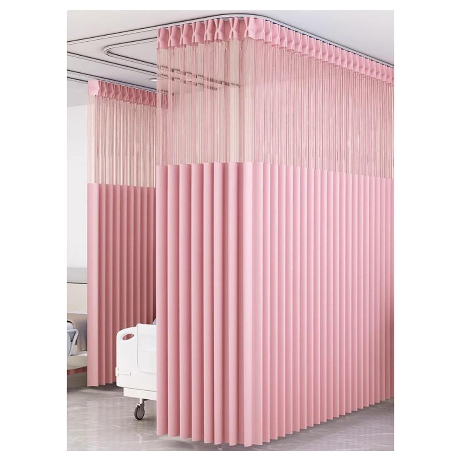 Vnook Hospital Curtains, Privacy Partition Curtains with Flexible Tracks，Room Divider with Hook for Living Room, School, Nursery(Pink,1.5x2.7m)