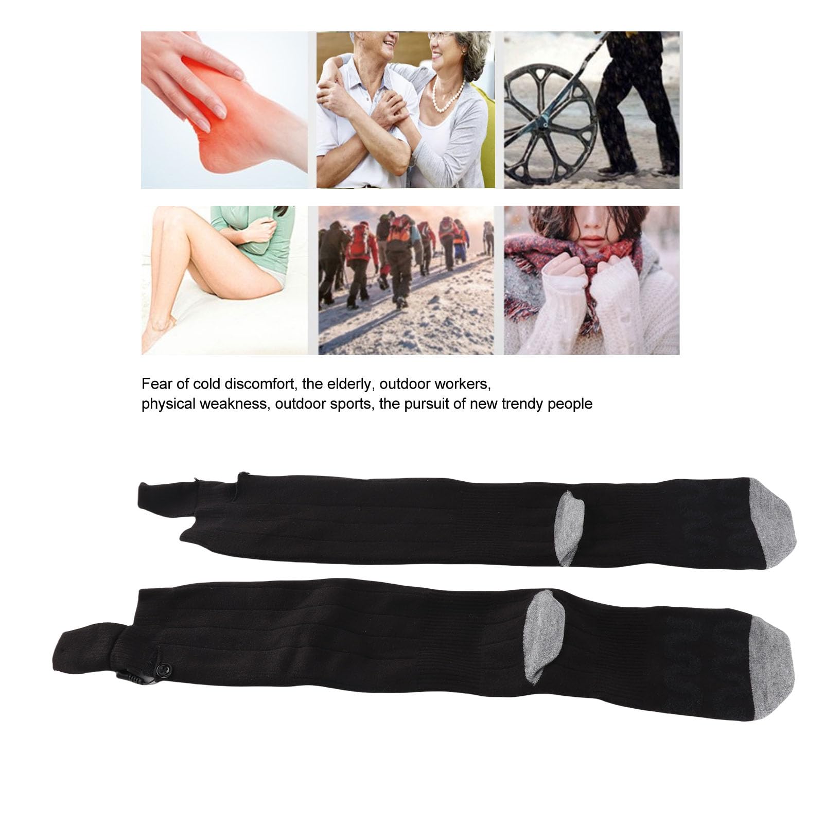 Chaussettes chauffantes électriques Pur Coton 3 Modes de réglage USB Rechargeables Hommes Femmes Chaussettes à Batterie pour l'hiver Chaussettes chauffantes