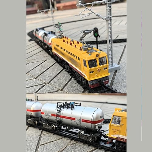 Miniatura 4 de SS7C Alloy Electric Train Set with Passenger Carriages, Long Oval Track Layout, Light & Sound Retro Locomotive for Holiday Display, Home Decoration,