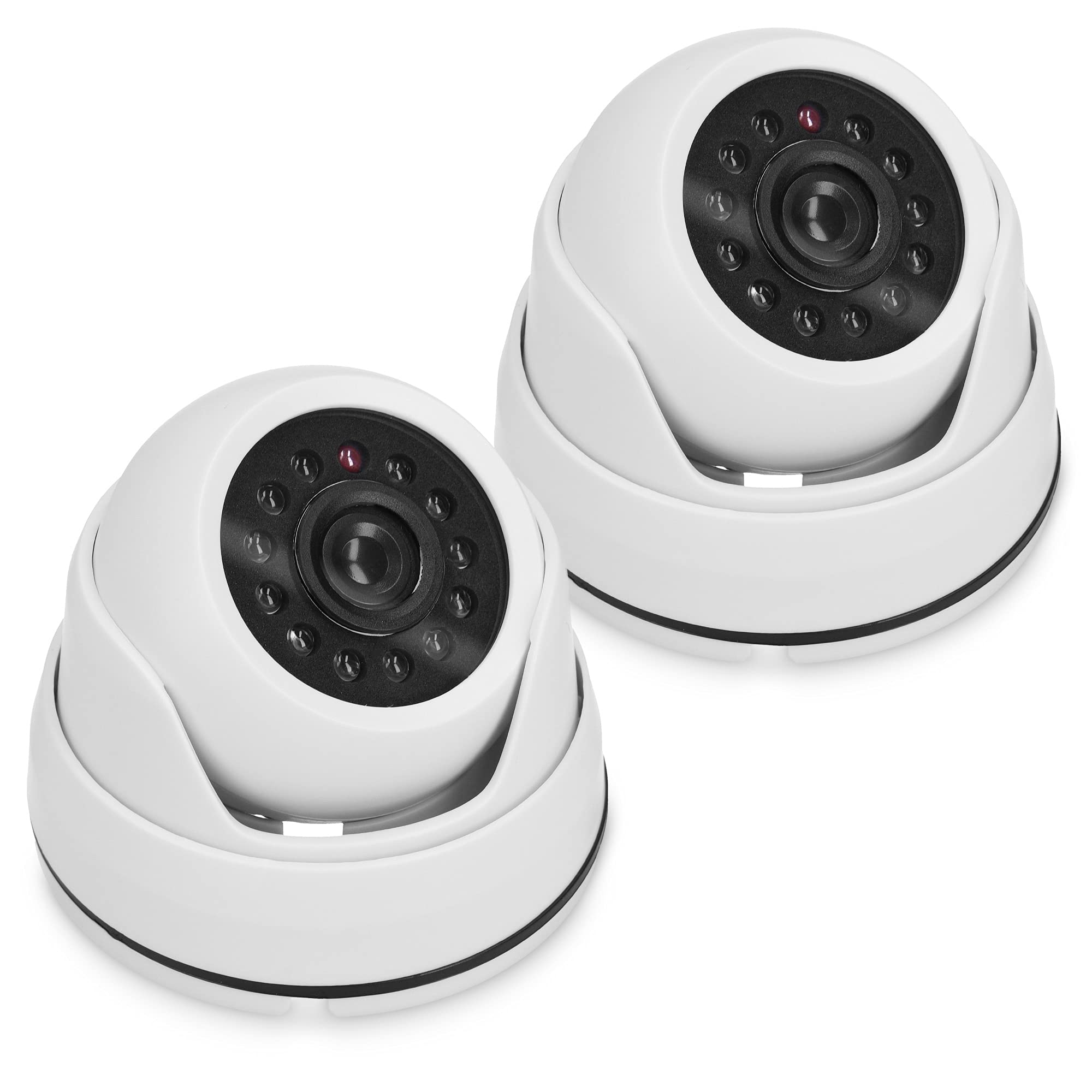 kwmobile Caméra de Surveillance Factice - Lot 2X Fausse Caméra CCTV avec LED Sécurité Maison ou Magasin - Dôme Dissuasif pour Intérieur, 1080p - Blanc