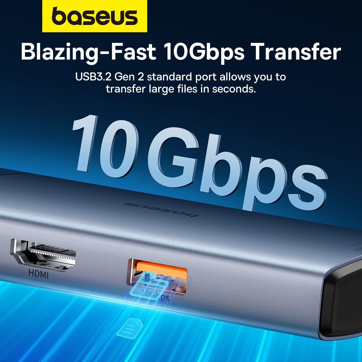 Hub 6in1 Baseus Metal Gleam 2 Serisi, USB-C’den 2xUSB 3.0 USB-C’ye, HDMI USB-C PD Ethernet RJ45