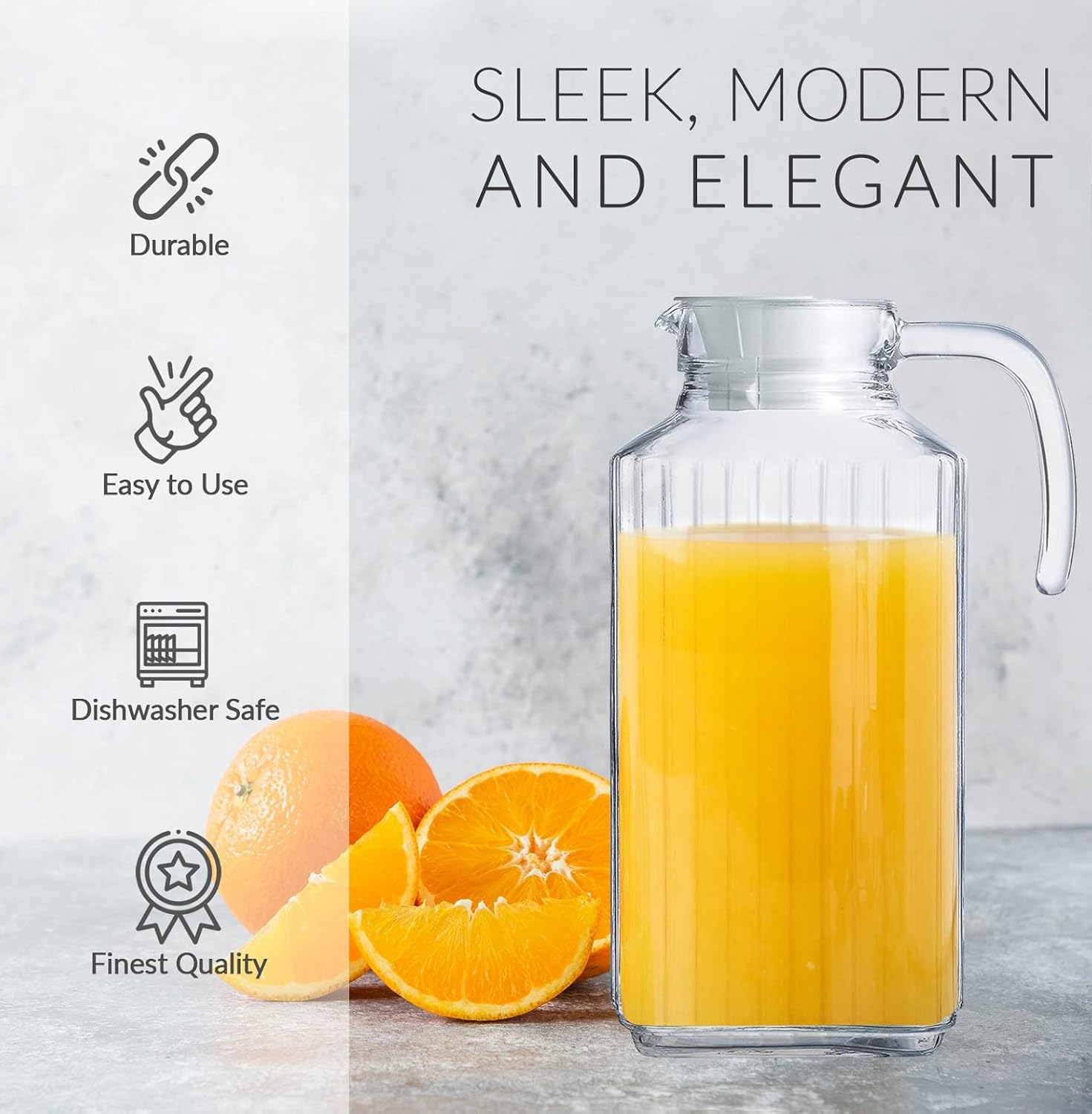 Glass Pitcher with Lid – Set of 2 Glass Water Pitcher 55Oz – Cold Carafe for Ice Tea, Water, Lemonade, Coffee – Elegant and Modern – Practical Spout Pitchers for Drinks - Image 4