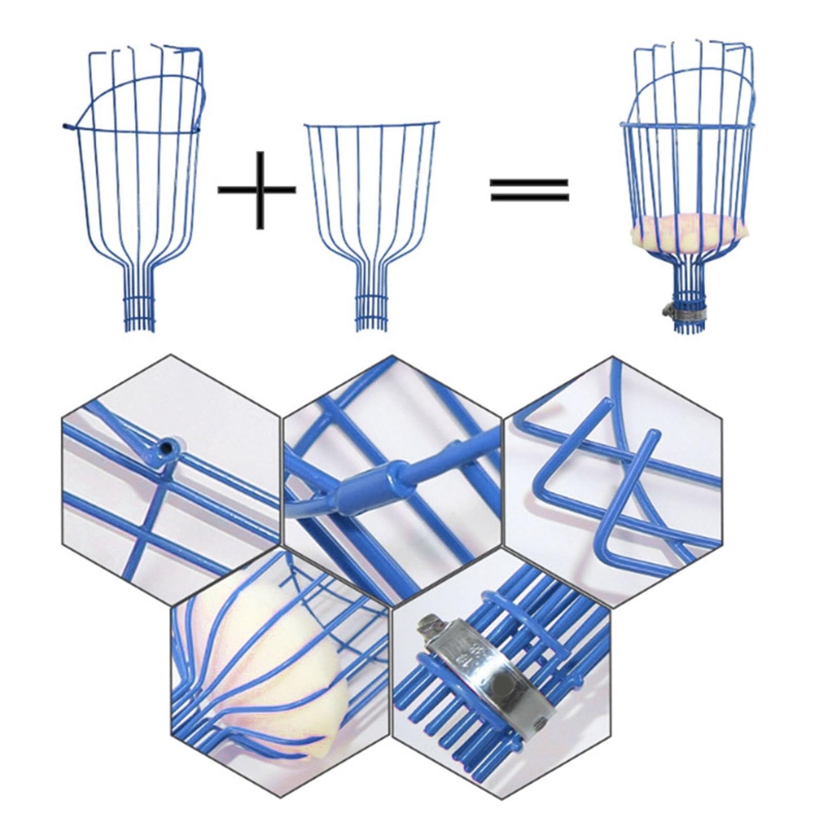 Cesta Cosechadora de Frutas, Herramienta de Recolección de Huerto, Accesorio para Cosechadora de Frutas, Herramienta Recolectora de Frutas Ajustable con Cojín para Evitar (BLUE)