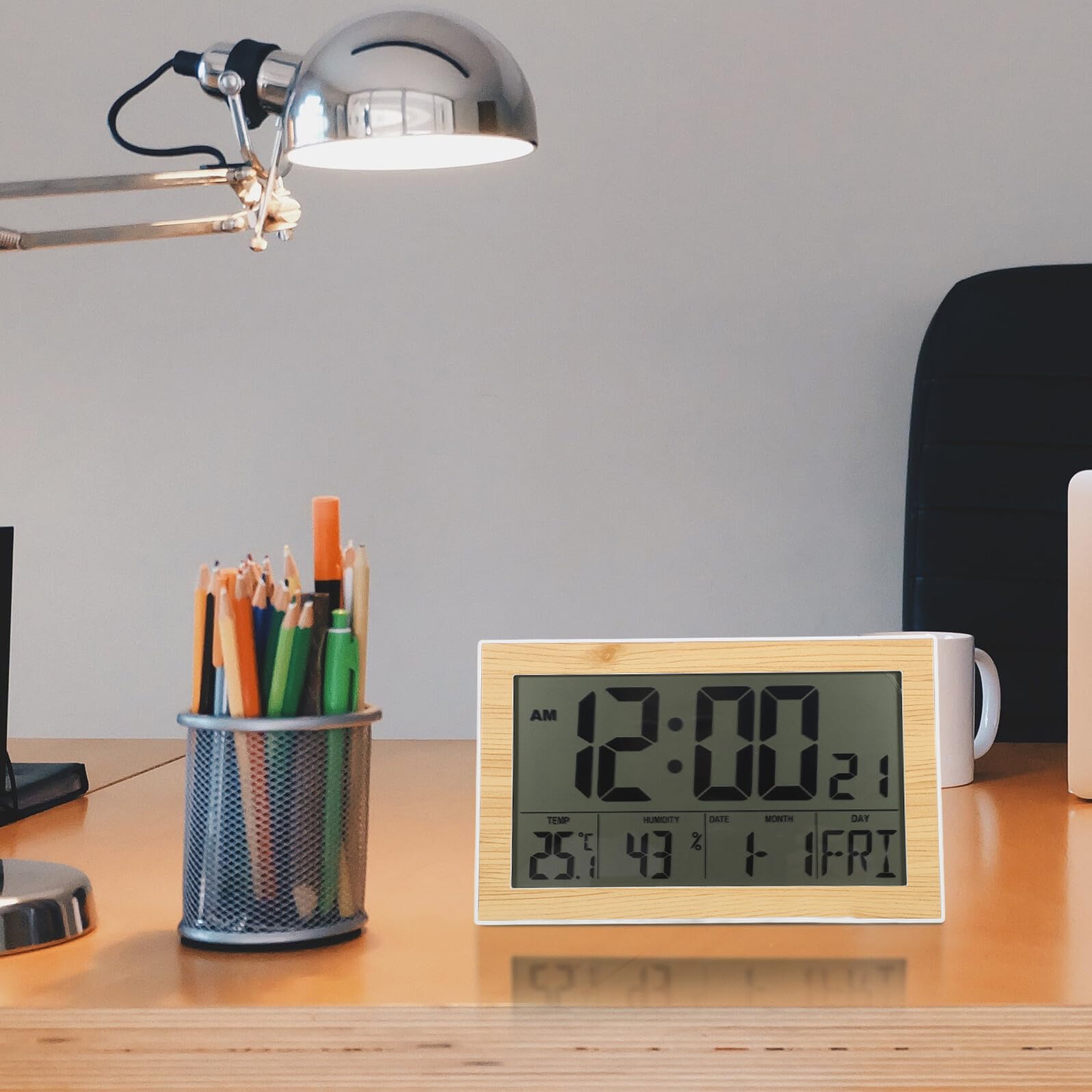 MAGICLULU Orologio Digitale da Parete e Display Chiaro Design Compatto in Abs Termometro Integrato Funzione Allarme per Soggiorno