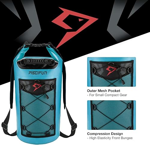 Miniatura 6 de Piscifun - Mochila seca flotante e impermeable, 510203040 L, con funda impermeable para teléfono, para kayak, canotaje, surf, rafting y pesca