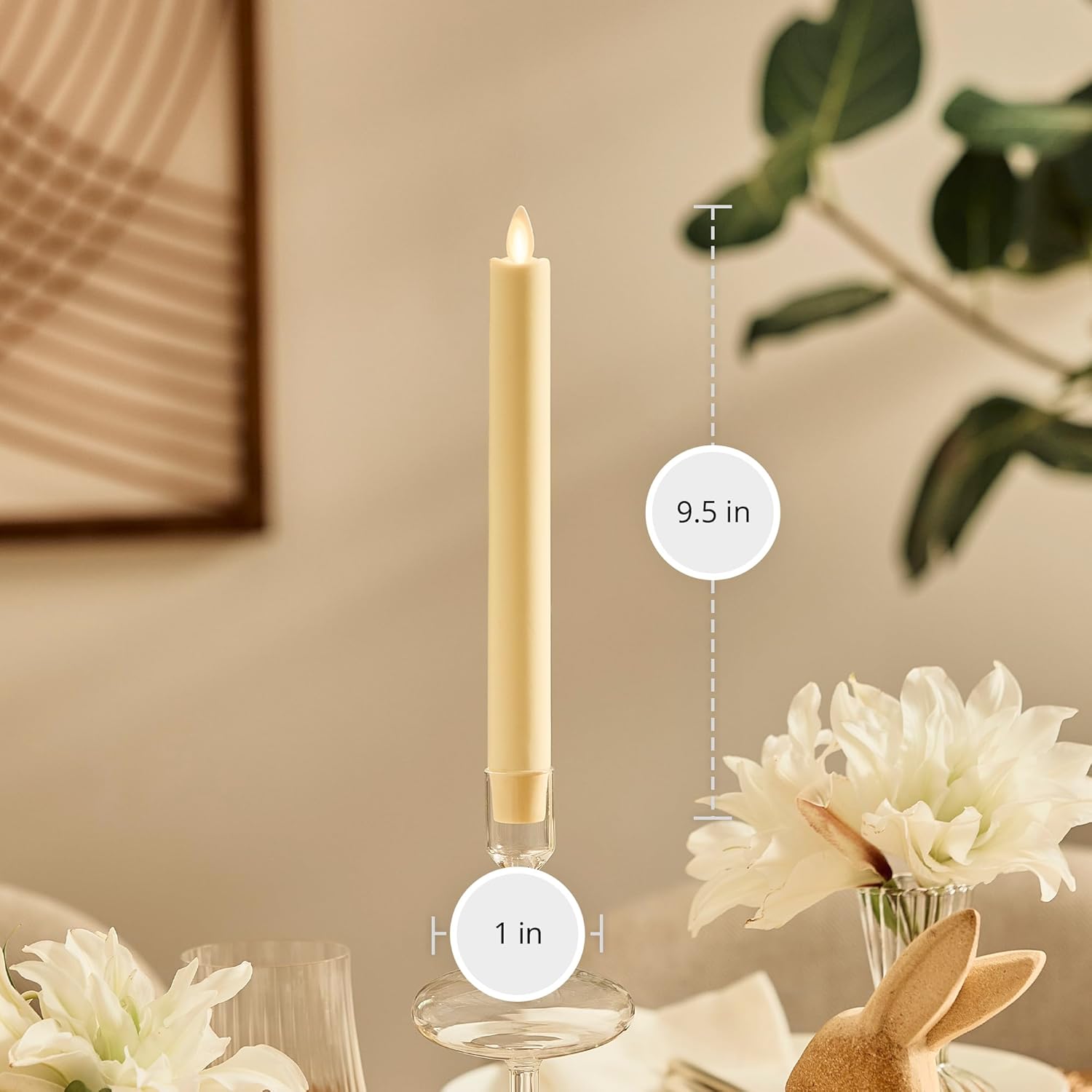 Luminara - Flameless Battery Operated Taper Candle - Lemon Chiffon - Pack of 1-1x9.5 - LED Flickering Flame - Realistic Safe for Home Kids and Pets