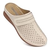 TEMOFON Clogs for Women Mules Shoes: Comfortable Arch Support Closed Toe Sandals Backless Low Wedge Slip on Shoes