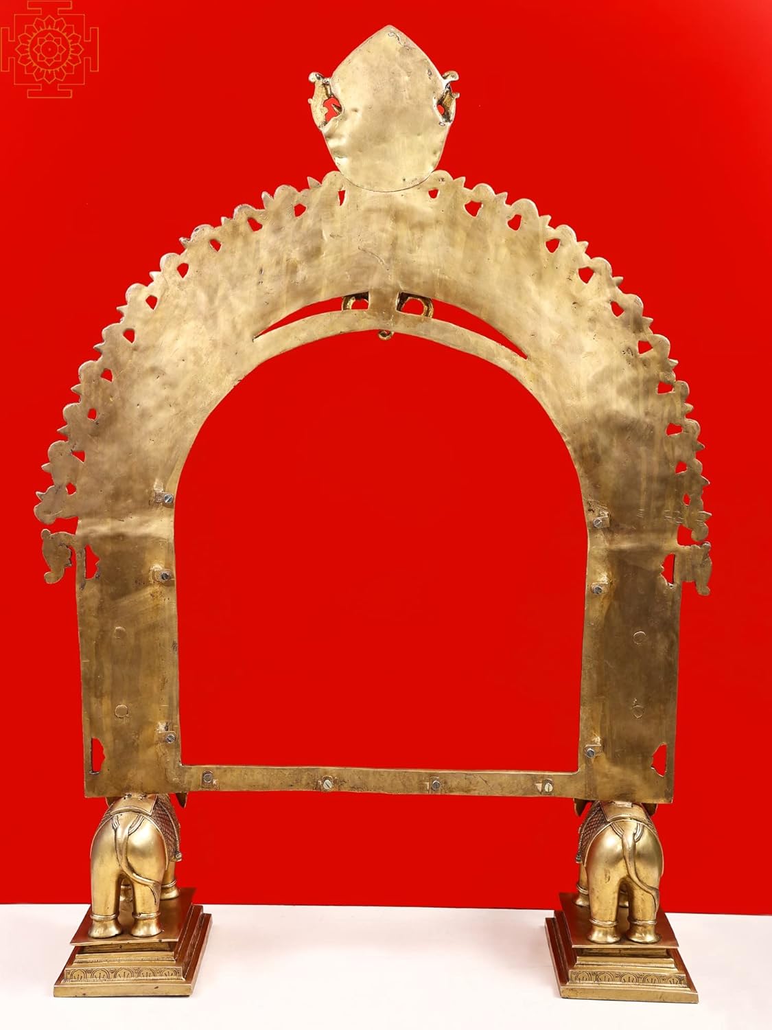 Exotic India 46" Large Elephant Brass Prabhavali (Arch) | Handmade - Brass