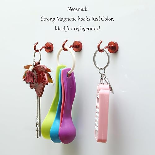 Vista 117 de NEOSMUK - Ganchos magnéticos de alta resistencia con imanes extrafuertes para colgar en refrigerador, crucero, cabinas o parrilla, color blanco