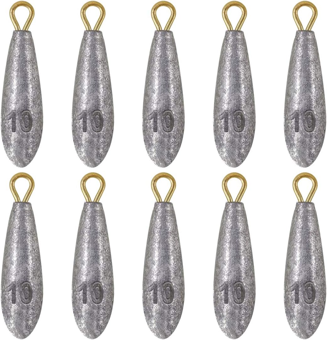 Glarks 10Pcs 10g Bullet Raindrop Streamlined Shape Fishing Sinkers Weights Set (10g/0.35oz) : Sports & Outdoors