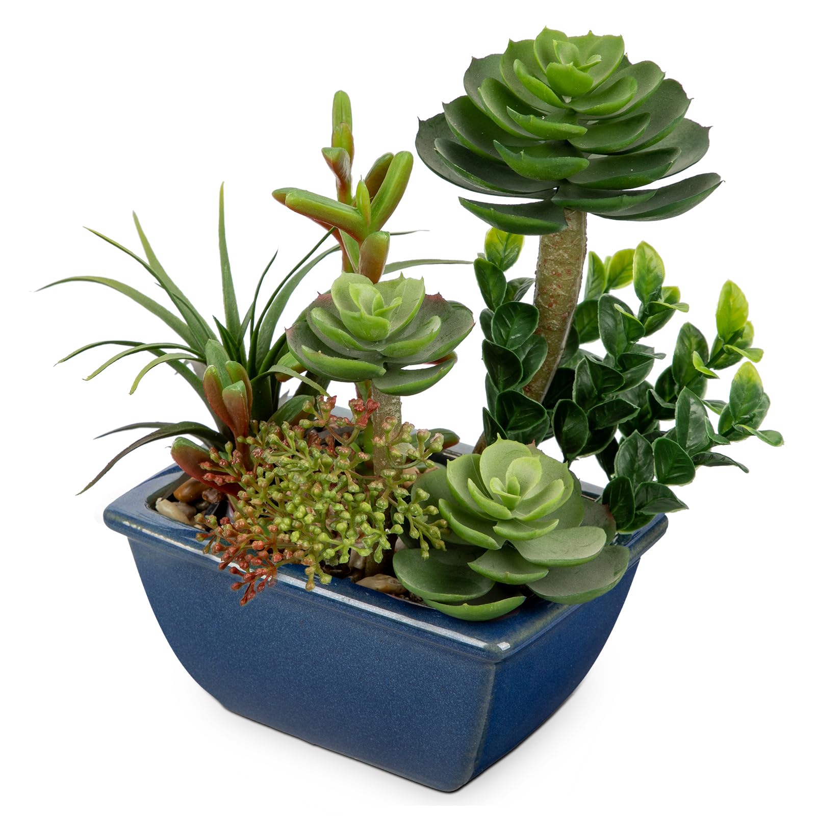 Oairse Small Artificial Succulent Plants Assorted Fake Plant in Ceramic Pots Fake Potted Plant Decorative Artificial Plants Indoor for Home Bathroom Kitchen Office Living Room Table Shelf Decor